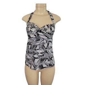 Bisou Bisou Michelle Bonvoy Front Twist Black & White Bikini Tankini Swi…